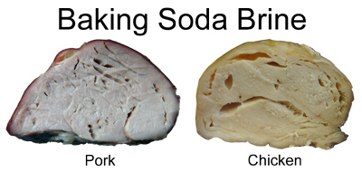 bubble in meat brined in baking soda
