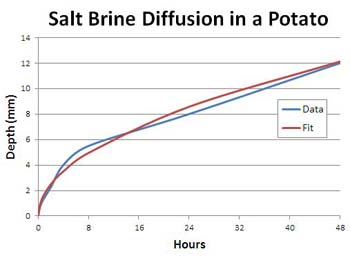diffusion of salt in potato curve