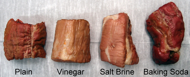four images of brined pork
