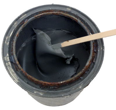 dried paint layer above can