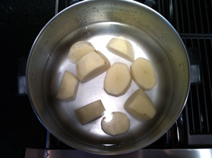 potato boiling in brine
